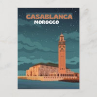 Morocco Travel Postcard Art, casablanca Travel Art