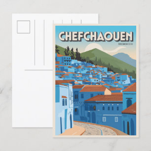 Morocco travel postcard chefchaoun, blue city gift