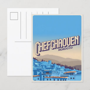 Morocco travel postcard chefchaoun, blue city gift