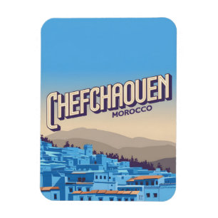 Morocco travel postcard chefchaoun, blue city gift magnet