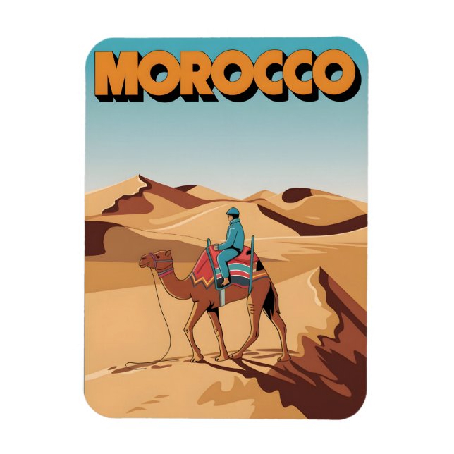 Morocco travel postcard desert camel trip gift magnet (Vertical)