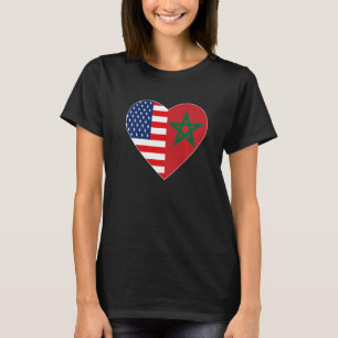 Morocco US Flag American Moroccan Love Morocco Moo T-Shirt