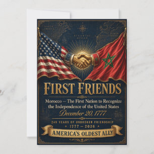 Morocco USA Friendship Poster, First Friends 1777 Holiday Card