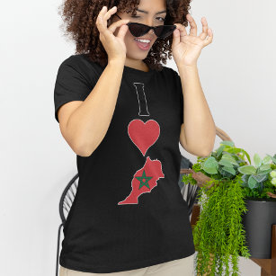 Morocco Vertical I Love Moroccan Flag Map Womens T-Shirt