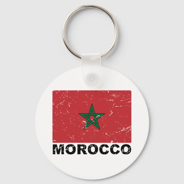 Morocco Vintage Flag Key Ring (Front)