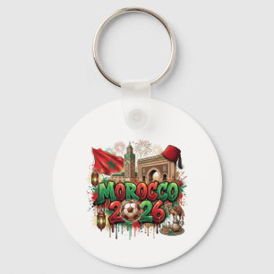 Morocco Vintage Flag Moroccan African Key Ring