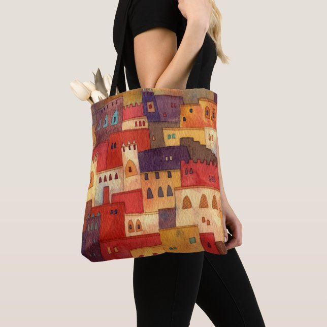 Morocco Watercolor Tote Bag (Close Up)