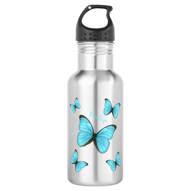 Morpho butterflies cartoon illustration  532 ml water bottle (Front)
