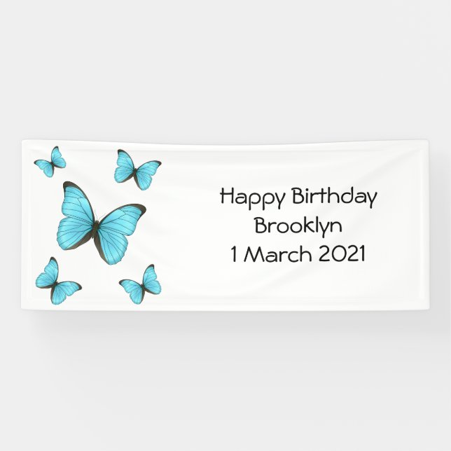 Morpho butterflies cartoon illustration  banner (Horizontal)