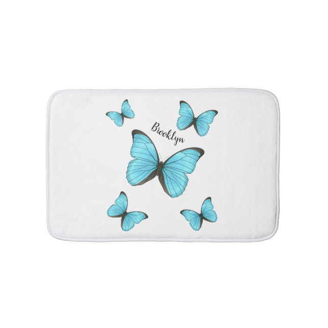 Morpho butterflies cartoon illustration  bath mat (Front)