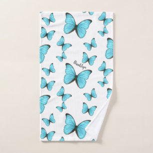 Morpho butterflies cartoon illustration  bath towel set