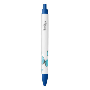 Morpho butterflies cartoon illustration black ink pen