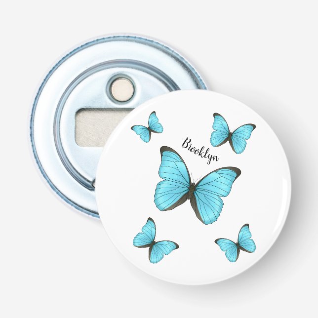 Morpho butterflies cartoon illustration  bottle opener (Front)