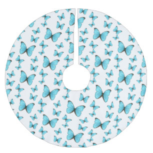 Morpho butterflies cartoon illustration  brushed polyester tree skirt