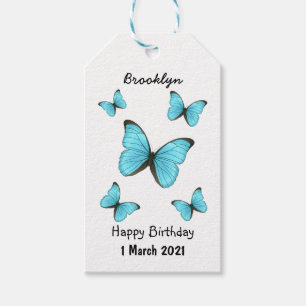 Morpho butterflies cartoon illustration gift tags