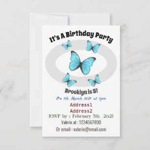 Morpho butterflies cartoon illustration  invitation