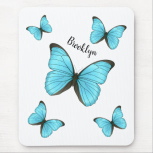 Morpho butterflies cartoon illustration mouse pad
