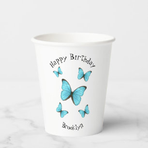 Morpho butterflies cartoon illustration paper cups