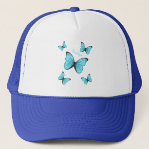 Morpho butterflies cartoon illustration trucker hat