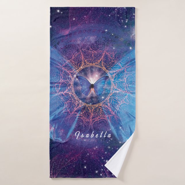 Morpho butterfly / Galaxy Mandala  Paper Coaster Bath Towel (Bath Towel)