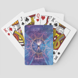 Morpho butterfly / Galaxy Mandala Paper Coaster Playing Cards