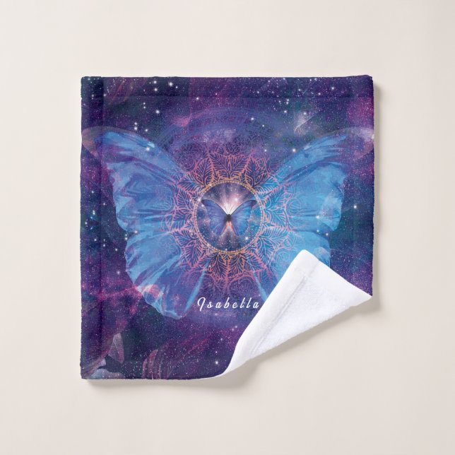 Morpho butterfly / Galaxy Mandala  Paper Coaster Wash Cloth (Wash Cloth)
