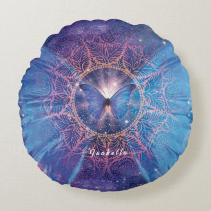 Morpho butterfly / Galaxy Mandala  Round Cushion