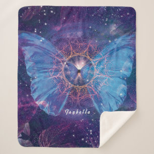 Morpho butterfly / Galaxy Mandala Sherpa Blanket