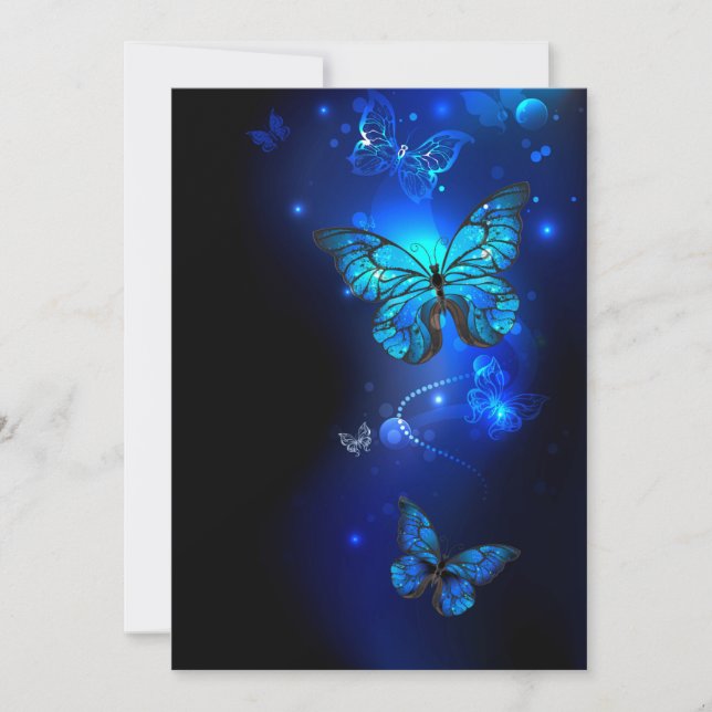 Morpho Butterfly in the Dark Background (Front)
