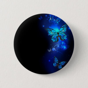 Morpho Butterfly in the Dark Background 6 Cm Round Badge