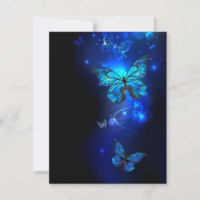 Morpho Butterfly in the Dark Background Announcement (Front)