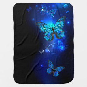 Morpho Butterfly in the Dark Background Baby Blanket