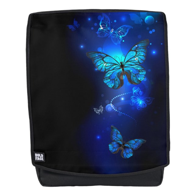 Morpho Butterfly in the Dark Background Backpack (Front)