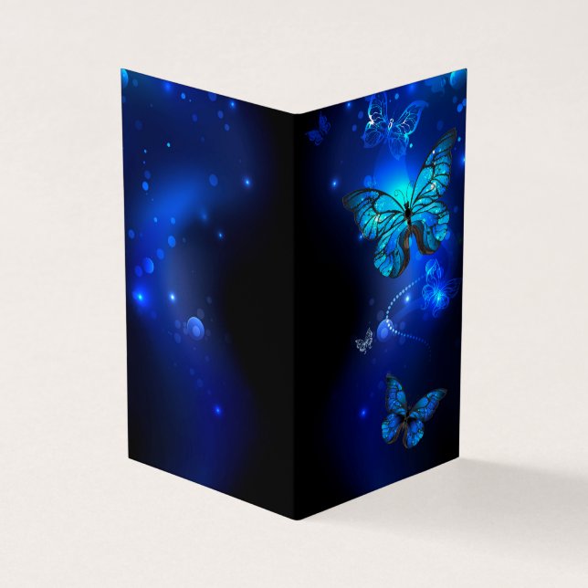 Morpho Butterfly in the Dark Background Business Card (Outside)