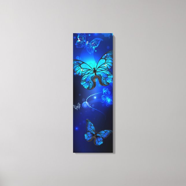 Morpho Butterfly in the Dark Background Canvas Print (Front)