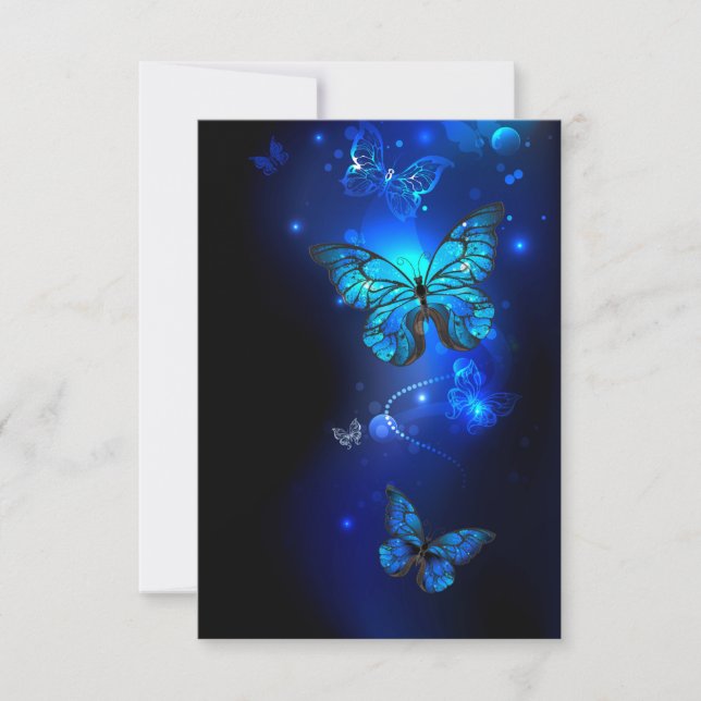 Morpho Butterfly in the Dark Background Card (Front)