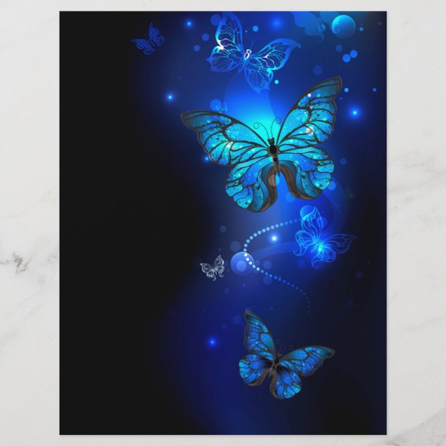 Morpho Butterfly in the Dark Background Custom Letterhead (Front)