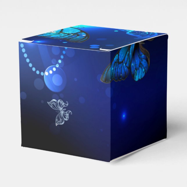 Morpho Butterfly in the Dark Background Favour Box (Front Side)