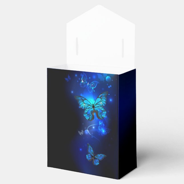 Morpho Butterfly in the Dark Background Favour Box (Opened)