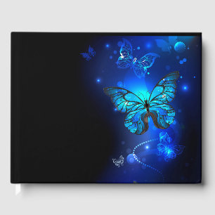 Morpho Butterfly in the Dark Background Guest Book