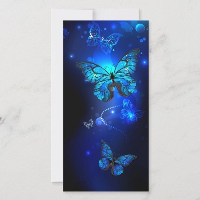 Morpho Butterfly in the Dark Background Holiday Card (Front)