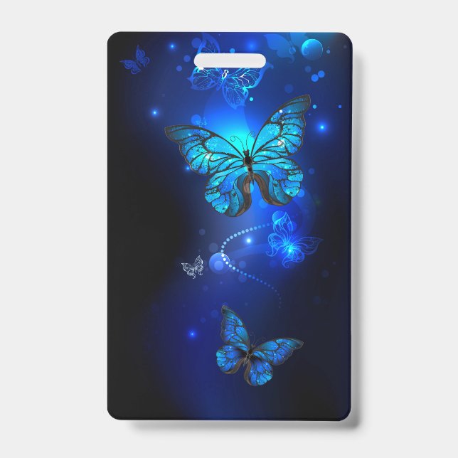 Morpho Butterfly in the Dark Background ID Badge (Front)