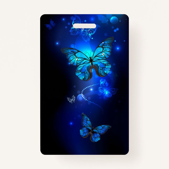 Morpho Butterfly in the Dark Background ID Badge (Front)