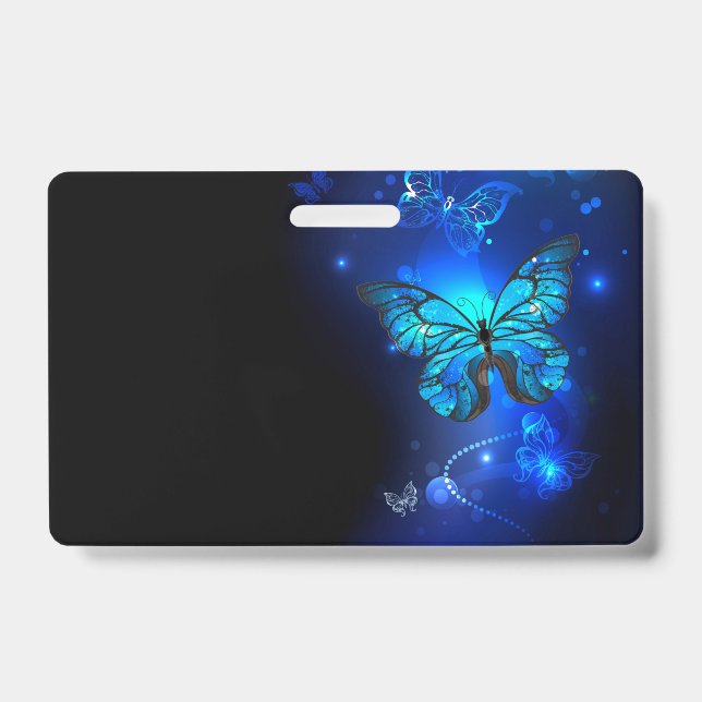 Morpho Butterfly in the Dark Background ID Badge (Front)