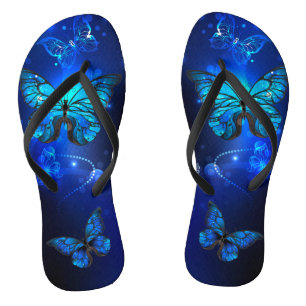Morpho Butterfly in the Dark Background Jandals