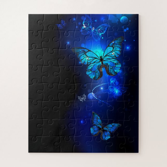 Morpho Butterfly in the Dark Background Jigsaw Puzzle (Vertical)