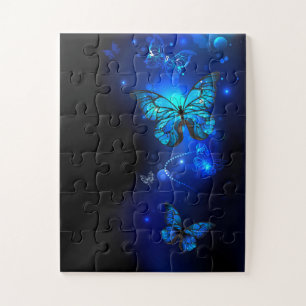 Morpho Butterfly in the Dark Background Jigsaw Puzzle