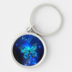 Morpho Butterfly in the Dark Background Key Ring