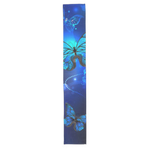 Morpho Butterfly in the Dark Background Long Table Runner
