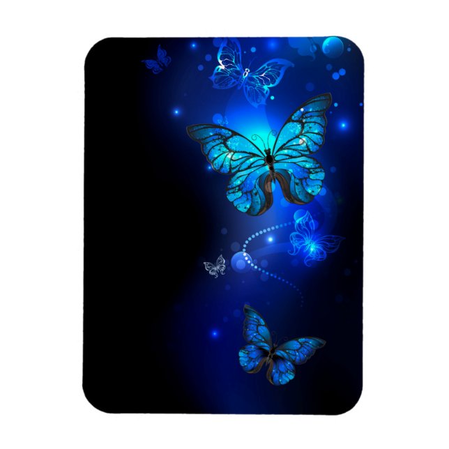 Morpho Butterfly in the Dark Background Magnet (Vertical)